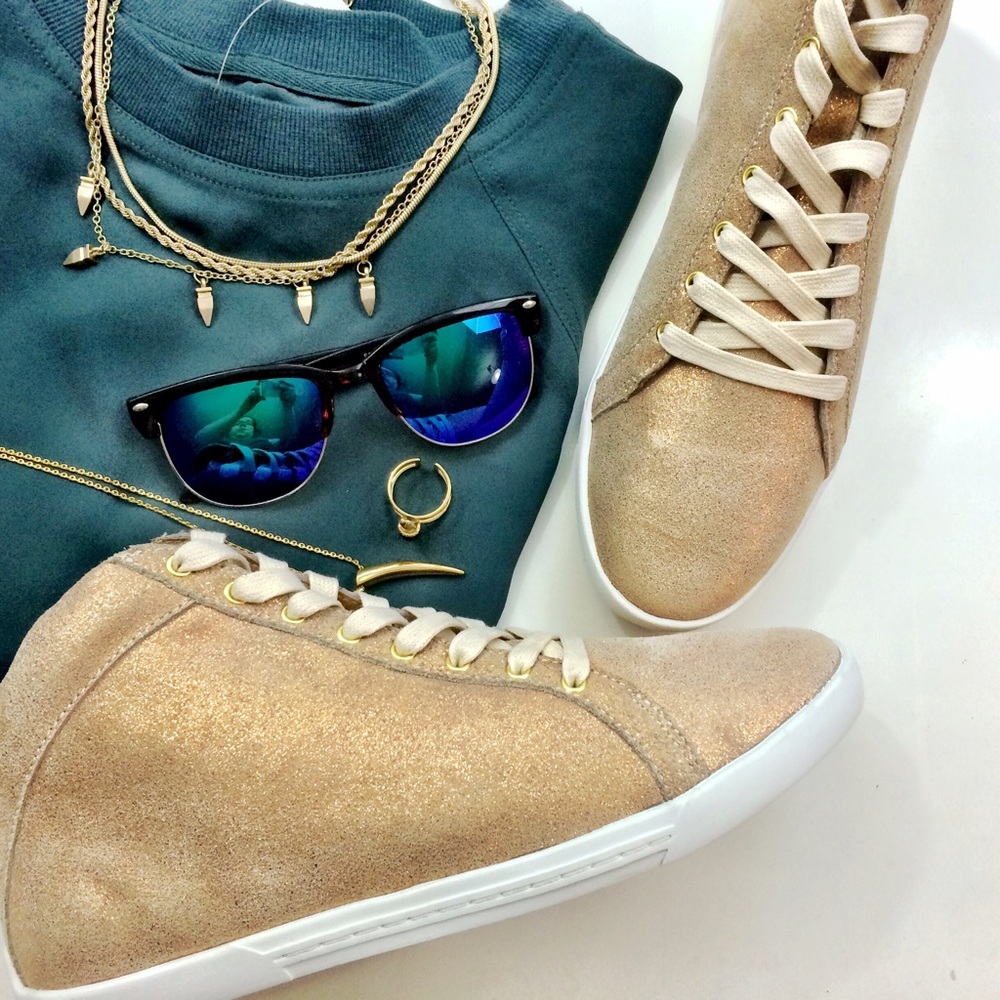 Joie Rose Gold Leather Sneakers